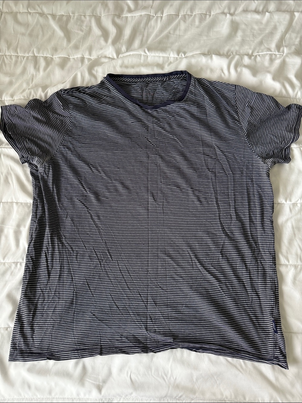 Joules Navy and White Fine-Stripe Crew Neck Tee
